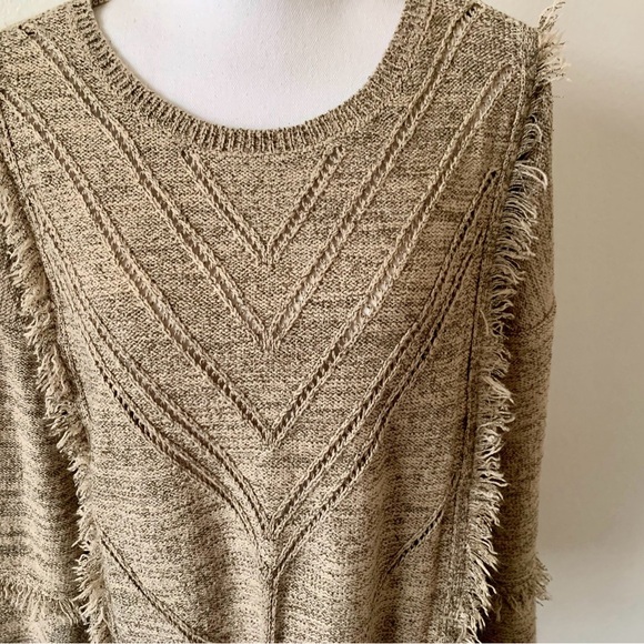 Knox Rose Cozy Tan Sweater with Fringe Details - Picture 2 of 9